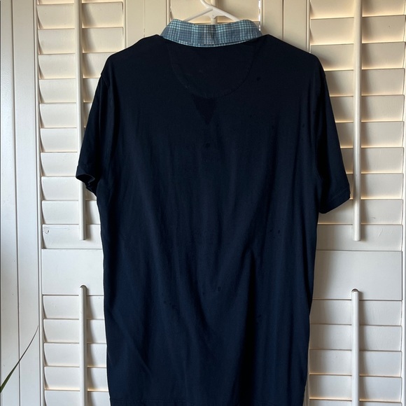 Original Penguin Men's Dark Blue Polo with Plaid Collar - Picture 4 of 4